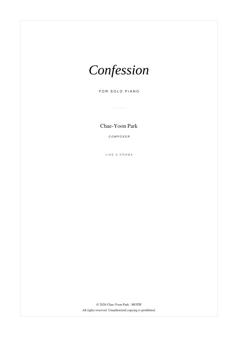 Confession official piano solo score cover