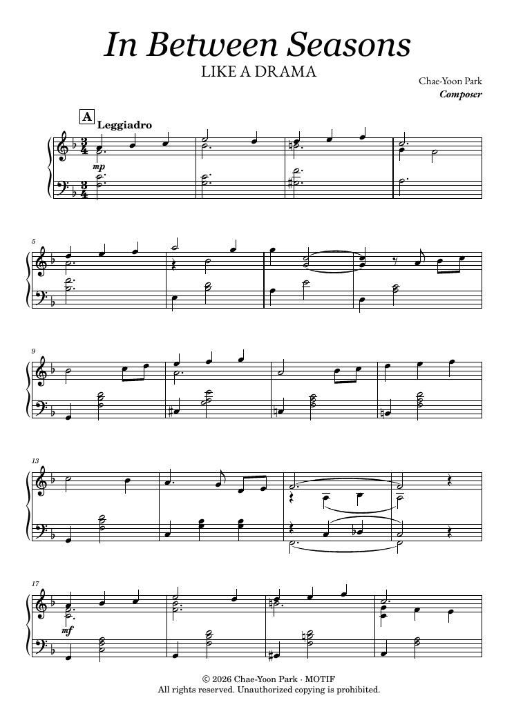 In Between Seasons score preview page 1