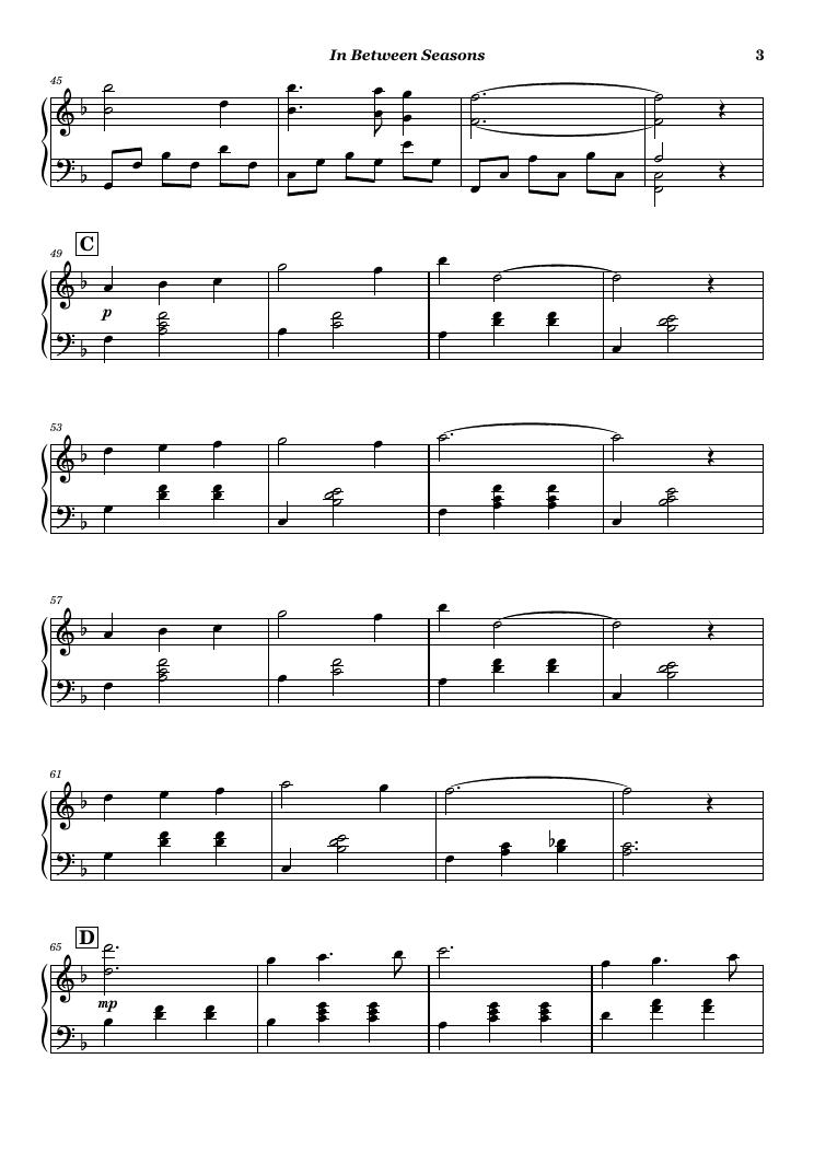 In Between Seasons score preview page 3