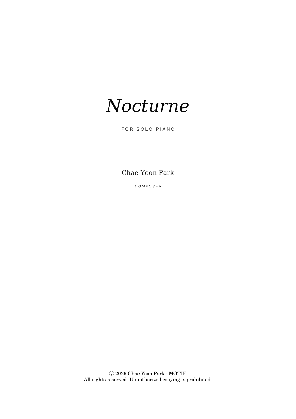 Nocturne 무료 피아노 악보 표지